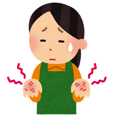 飲食バイト初めて1ヶ月、手の皮めっちゃ剥ける 	