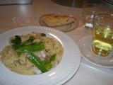 アジとポロ葱のパスタ