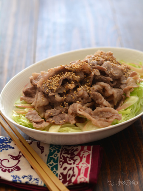 晩ごはん180409_おかずサラダ・牛ナンプラー