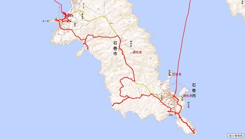網地島縦走ハイキングルート全図