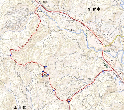 戸神山から不動滝縦走ルートGPS