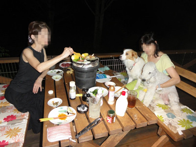 七輪で夕食