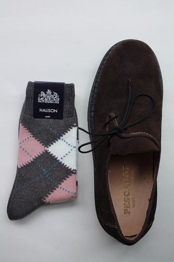 HALISON Dralon Cotton Argyle Short Socks GREY (3)