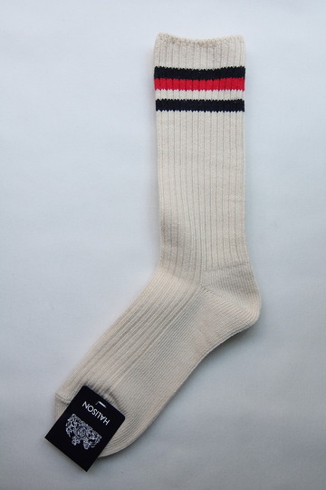 HALISON Organic Cotton IVY Crew Socks NAVY X RED