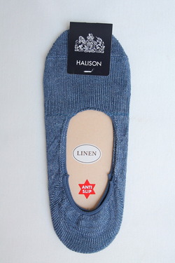 HALISON Melange Linen Lofers Socks INDIGO (2)