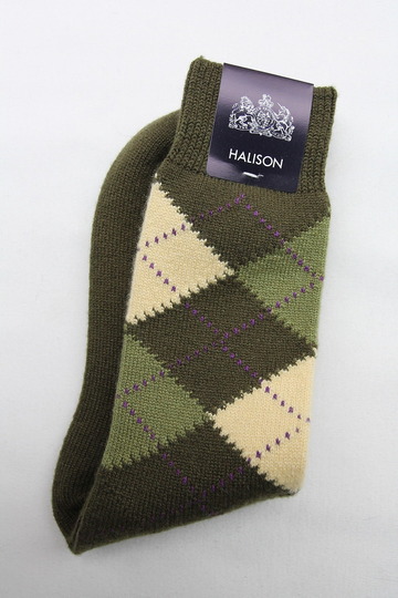 Mix Tasmania Lamb Wool Argyle Socks GREEN (2)
