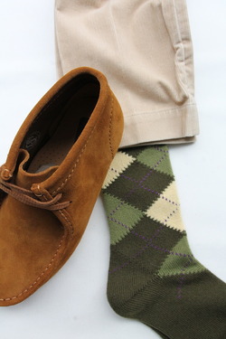 Mix Tasmania Lamb Wool Argyle Socks GREEN