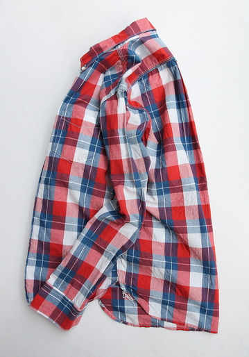 R & Vintage Triple Needle BD Shirt Indigo Check Broad Cloth (5)