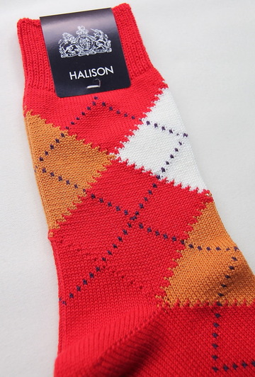 HALISON Dralon Cotton Argyle Short Socks RED (2)