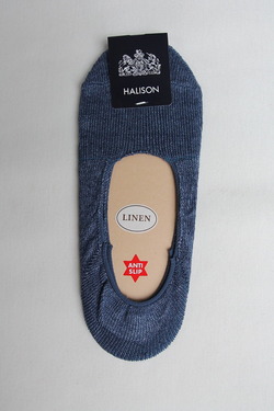 HALISON Melange Linen Lofers Socks INDIGO (2)