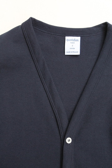 Quotidien Cotton Mesh Pique V Cardigan NAVY (3)