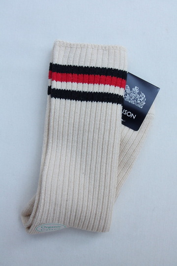 HALISON Organic Cotton IVY Crew Socks NAVY X RED (2)