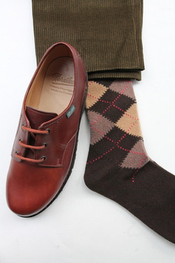 HALISON Mix Tasmania Lamb Wool Argyle Socks BROWN