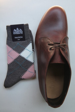 HALISON Dralon Cotton Argyle Short Socks GREY (2)