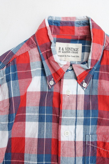 R & Vintage Triple Needle BD Shirt Indigo Check Broad Cloth (2)