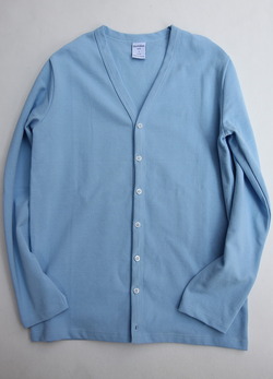 Quotidien Cotton Pique V Neck Cardigan SAX