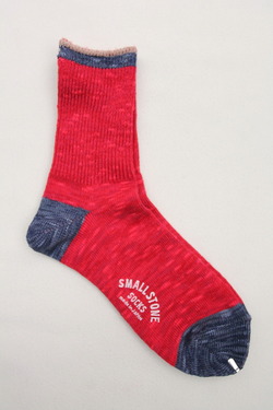 SMALL STONE Socks Cotton Slab Mix Crew RED (2)