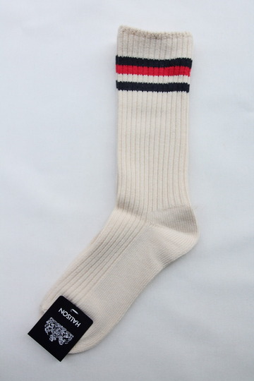 HALISON Organic Cotton IVY Crew Socks NAVY X RED (3)