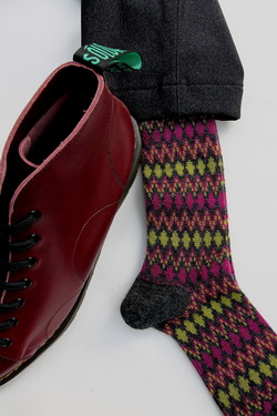 HALISON Mix Lamb Wool Zig Zag Dia Socks GREY