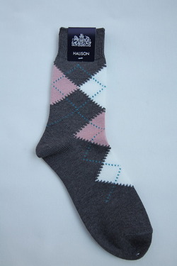 HALISON Dralon Cotton Argyle Short Socks GREY