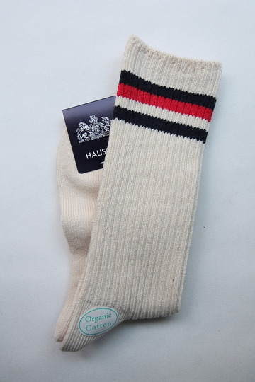 HALISON Organic Cotton IVY Crew Socks NAVY X RED (2)