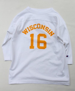 Champion T 1011 34 Football Tee Shirt WISCONSIN 16 WHITE