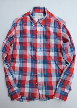R & Vintage LS Triple Needle BD Shirt Indigo Check Broad Cloth