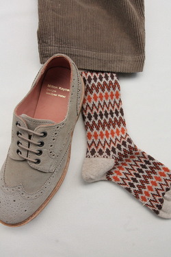 HALISON Mix Lamb Wool Zig Zag Dia Socks BEIGE