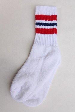 STRIP Crew Socks 9-11 RED & NAVY (3)