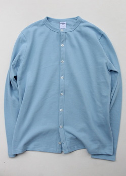 Quotidien Cotton Pique Crew Neck Cardigan BLUE IND (2)