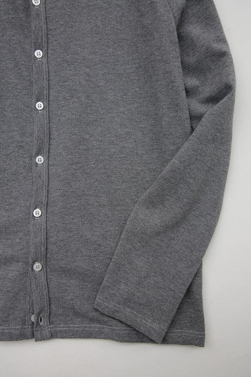 Quotidien Cotton Pique Crew Neck Cardigan Heather Grey (5)