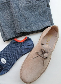 HALISON Melange Linen Mesh Ankle Socks DENIM
