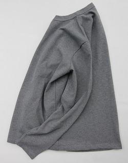 Quotidien Cotton Pique Crew Neck Cardigan Heather Grey (2)