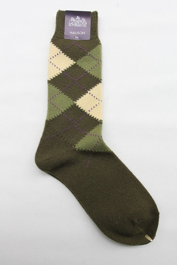 Mix Tasmania Lamb Wool Argyle Socks GREEN (3)