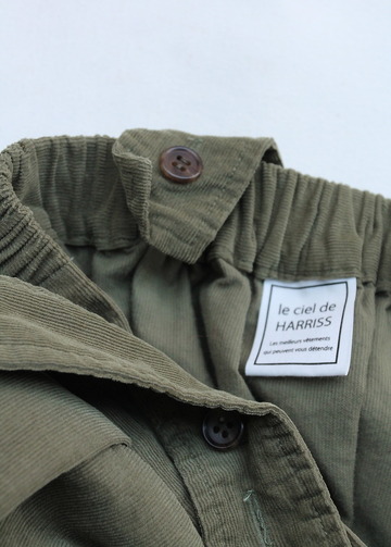 Le ciel de Harriss Corduroy Suspenders Wrap Skirt OLIVE (2)