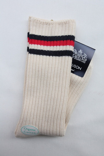 HALISON Organic Cotton IVY Crew Socks NAVY X RED (2)