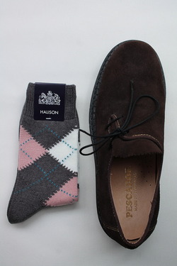 HALISON Dralon Cotton Argyle Short Socks GREY (3)
