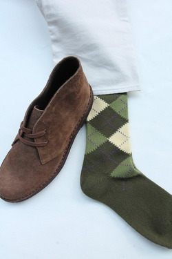 HALISON Mix Tasmania Lamb Wool Argyle Socks GREEN