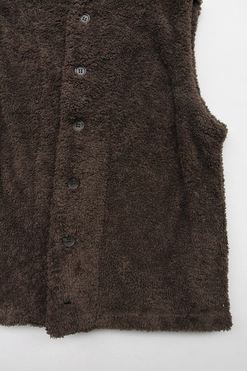 Le ciel de Harriss Boa Fleece Button Vest OLIVE (3)
