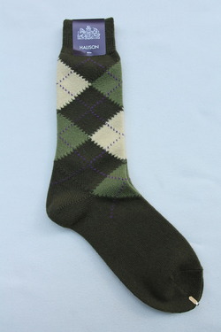 HALISON Mix Tasmania Lamb Wool Argyle Socks GREEN (3)