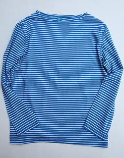 Goodon Border Boatneck LS Tee BLUE X WHITE
