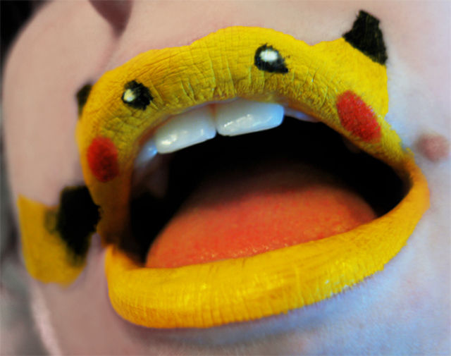 ピカチュウ、唇に寄生