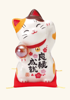彩絵良縁成就招き猫(玉持ち) AM-Y7545