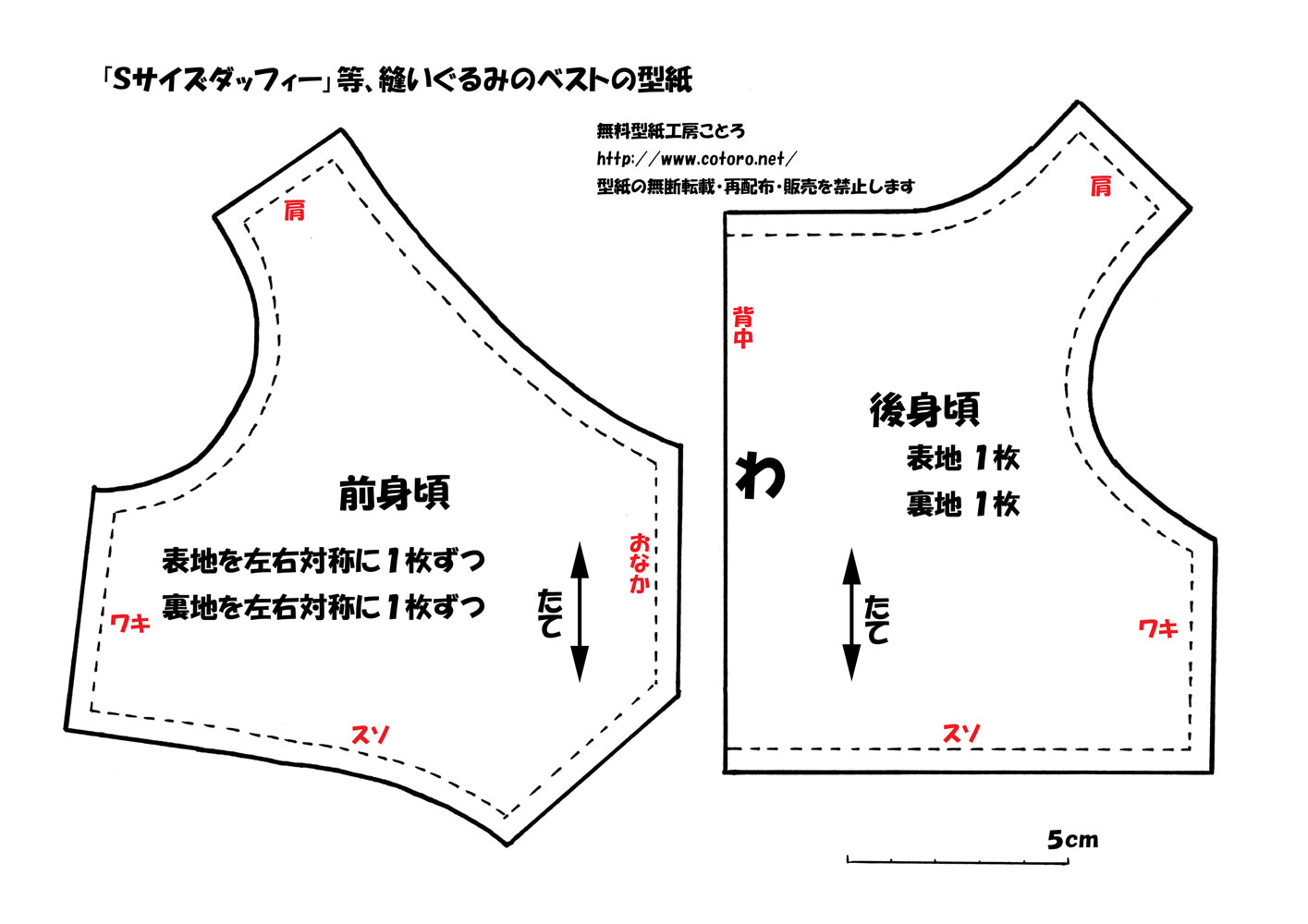 ベスト型紙