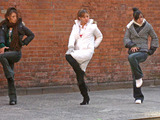 3 girls dancing wall - juri