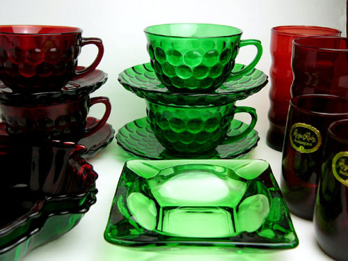 Fire King ファイヤーキング フォレストグリーン ロイヤルルビー