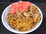 牛丼 大盛 紅ショウガ 唐辛子をトッピング