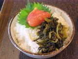 ごはんに明太子と辛子高菜