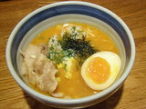 蟹味噌つけ麺〜北海仕立て バターコーンご飯投入。