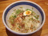 梅乃和え麺雑炊〆 冷たいスープ投入